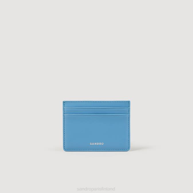 Sandro Paris miehet sileä nahkainen korttiteline VLHP539 Lisätarvikkeet sininen