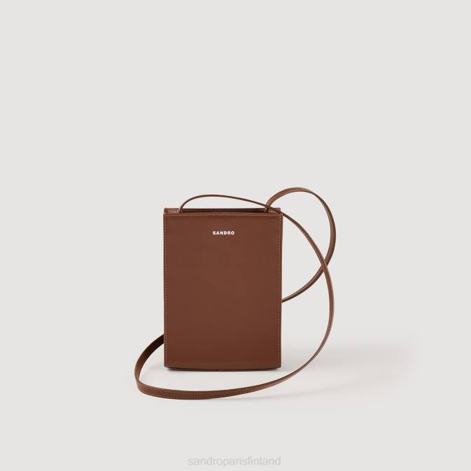 Sandro Paris miehet pieni sileä nahkalaukku VLHP847 Lisätarvikkeet ruskea
