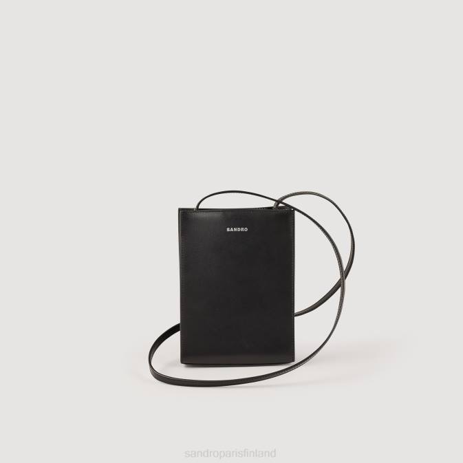 Sandro Paris miehet pieni sileä nahkalaukku VLHP851 Lisätarvikkeet musta