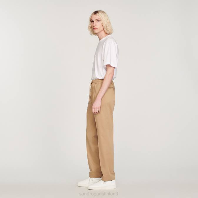 Sandro Paris miehet joustavat suoralahkeiset housut VLHP761 vaatteet beige