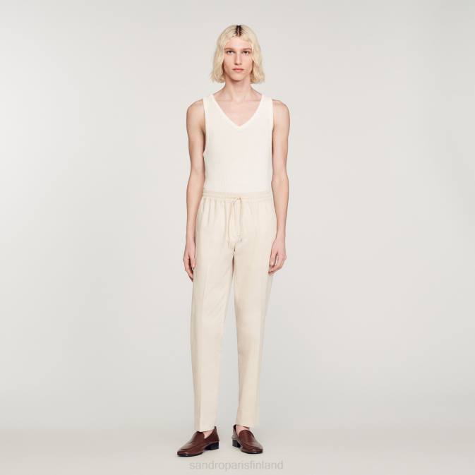 Sandro Paris miehet joustavat suoralahkeiset housut VLHP777 vaatteet ekru