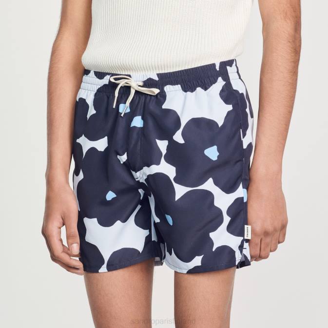 Sandro Paris miehet kukkaiset uimashortsit VLHP694 vaatteet laivastonsininen
