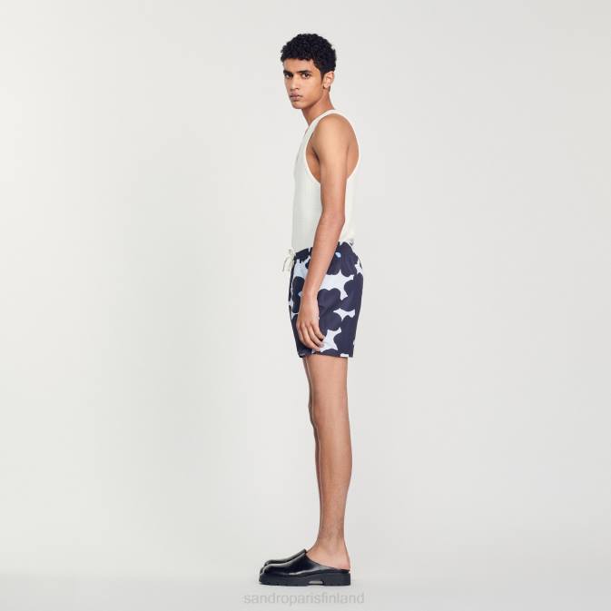 Sandro Paris miehet kukkaiset uimashortsit VLHP694 vaatteet laivastonsininen