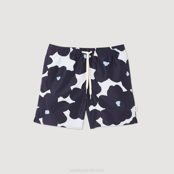 Sandro Paris miehet kukkaiset uimashortsit VLHP694 vaatteet laivastonsininen