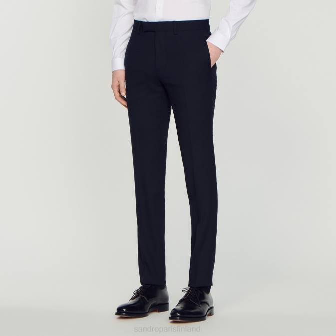 Sandro Paris miehet villaiset pukuhousut VLHP617 vaatteet laivastonsininen