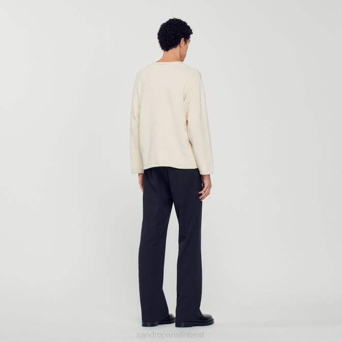Sandro Paris miehet boucle-neulottu pusero VLHP764 vaatteet ekru