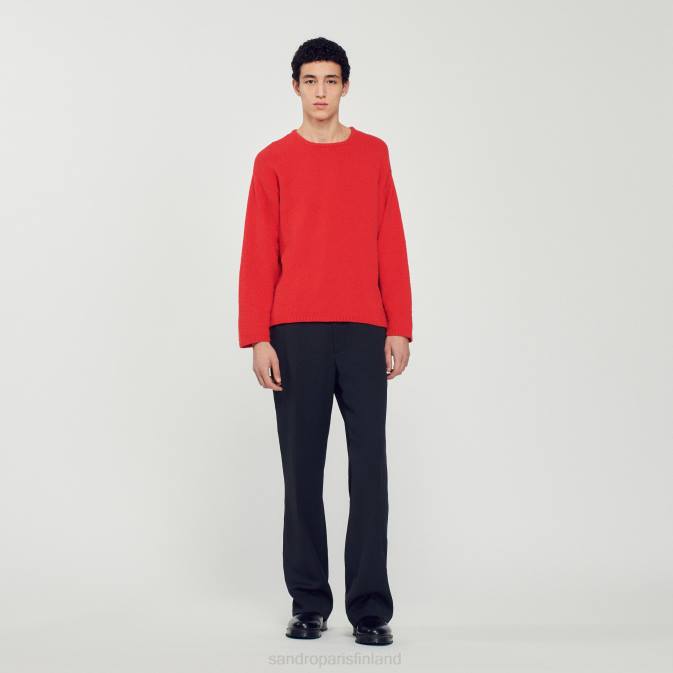Sandro Paris miehet boucle-neulottu pusero VLHP813 vaatteet punainen