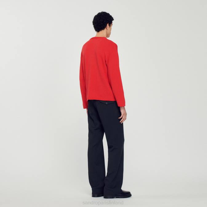 Sandro Paris miehet boucle-neulottu pusero VLHP813 vaatteet punainen