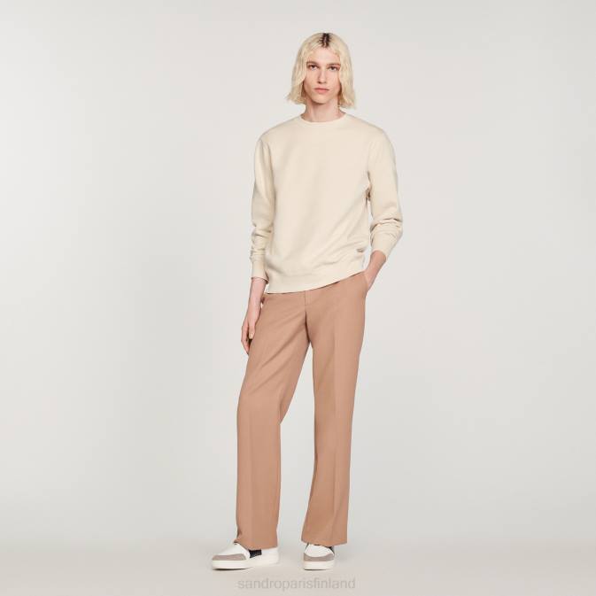 Sandro Paris miehet brodeerattu fleecepaita VLHP757 vaatteet greige