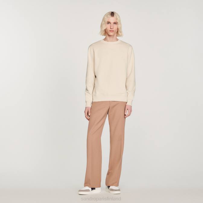 Sandro Paris miehet brodeerattu fleecepaita VLHP757 vaatteet greige