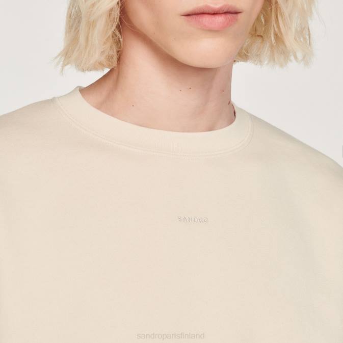 Sandro Paris miehet brodeerattu fleecepaita VLHP757 vaatteet greige