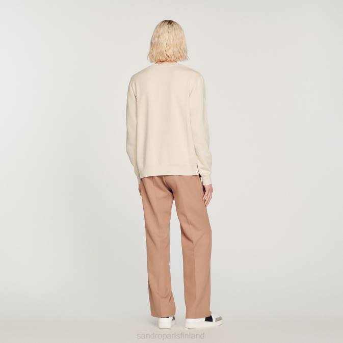 Sandro Paris miehet brodeerattu fleecepaita VLHP757 vaatteet greige