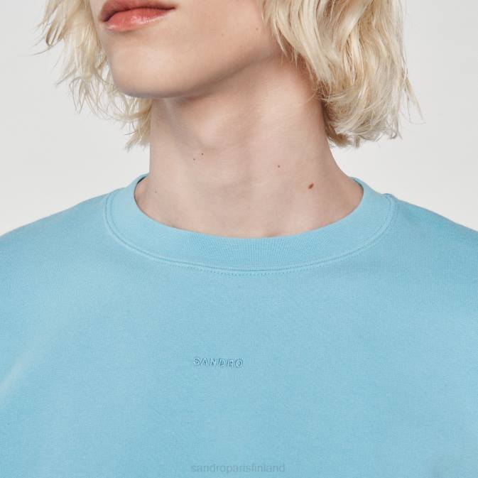 Sandro Paris miehet brodeerattu fleecepaita VLHP814 vaatteet vaaleansininen