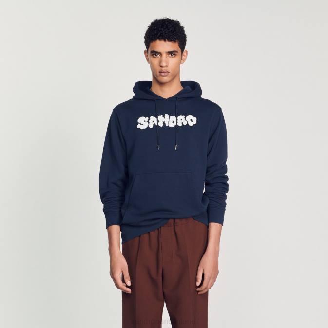 Sandro Paris miehet brodeerattu huppari VLHP740 vaatteet laivastonsininen