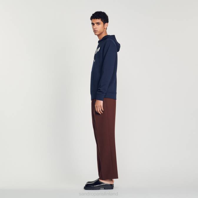 Sandro Paris miehet brodeerattu huppari VLHP740 vaatteet laivastonsininen