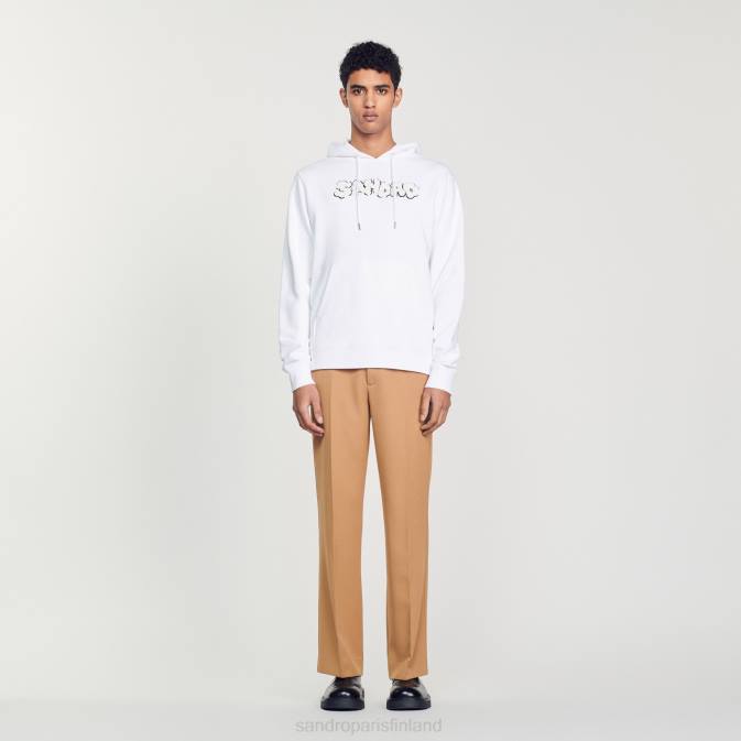 Sandro Paris miehet brodeerattu huppari VLHP801 vaatteet valkoinen
