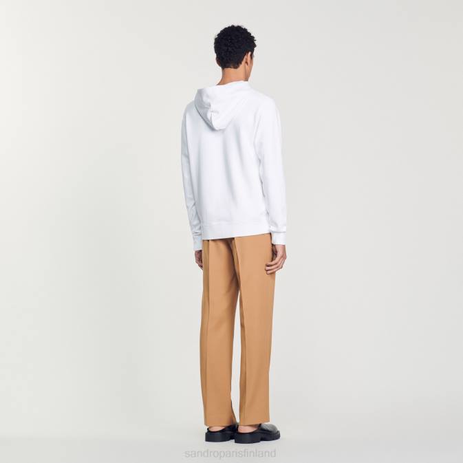 Sandro Paris miehet brodeerattu huppari VLHP801 vaatteet valkoinen