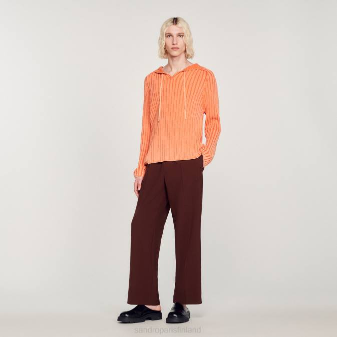 Sandro Paris miehet haalistunut neulottu huppari VLHP775 vaatteet oranssi