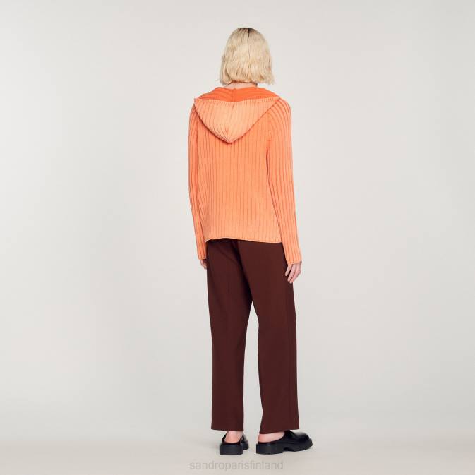 Sandro Paris miehet haalistunut neulottu huppari VLHP775 vaatteet oranssi