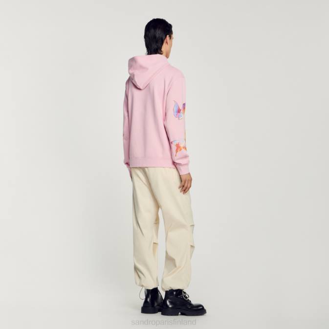 Sandro Paris miehet hupullinen printtipaita VLHP642 vaatteet vaaleanpunainen