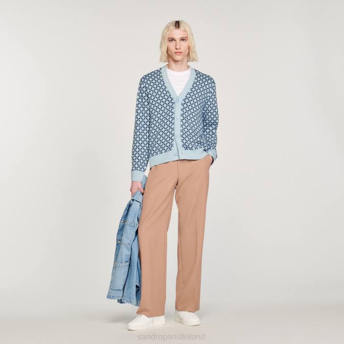 Sandro Paris miehet jacquard-neuletakki VLHP735 vaatteet sininen