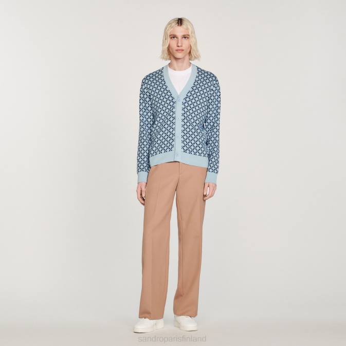 Sandro Paris miehet jacquard-neuletakki VLHP735 vaatteet sininen