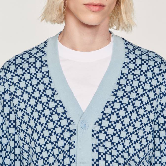 Sandro Paris miehet jacquard-neuletakki VLHP735 vaatteet sininen