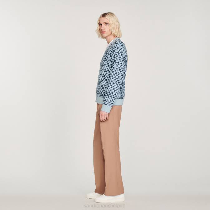 Sandro Paris miehet jacquard-neuletakki VLHP735 vaatteet sininen