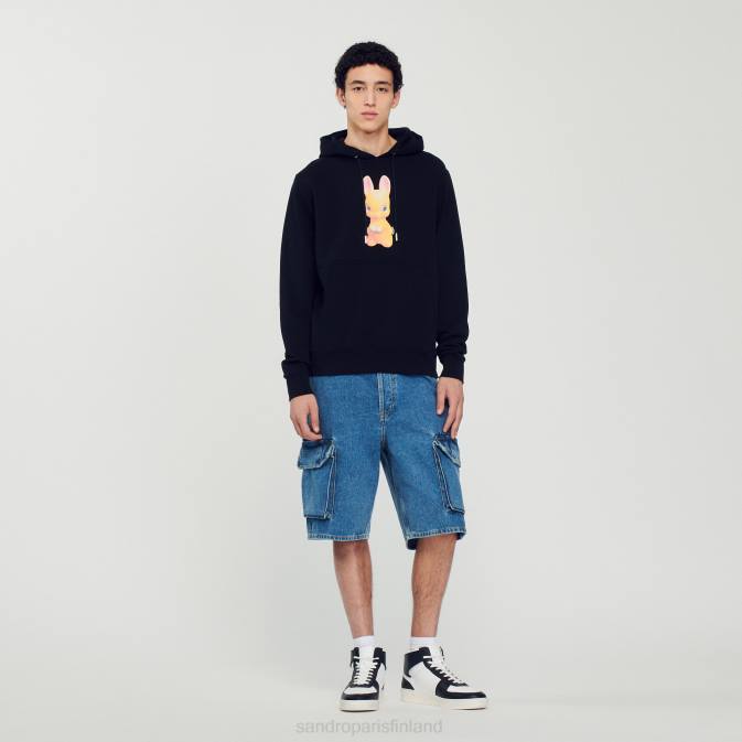 Sandro Paris miehet kaniprinttihuppari VLHP731 vaatteet musta