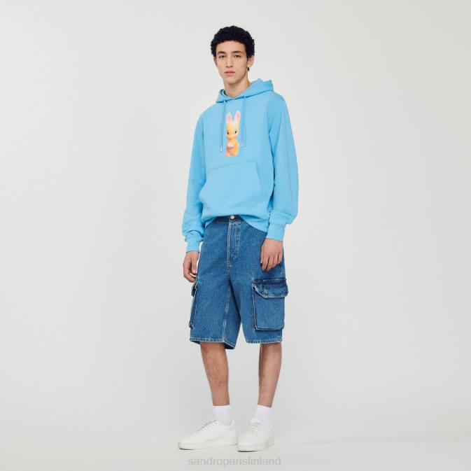 Sandro Paris miehet kaniprinttihuppari VLHP800 vaatteet vaaleansininen