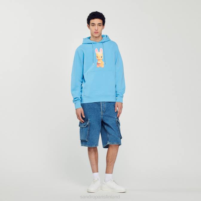 Sandro Paris miehet kaniprinttihuppari VLHP800 vaatteet vaaleansininen