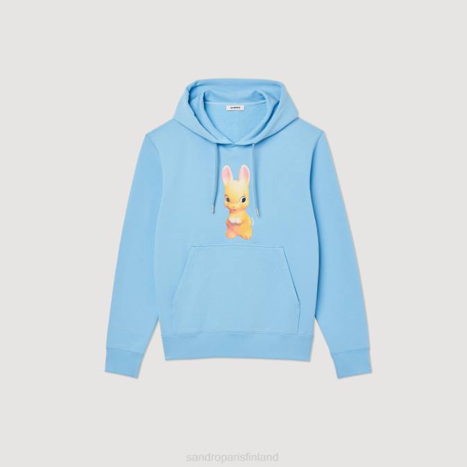 Sandro Paris miehet kaniprinttihuppari VLHP800 vaatteet vaaleansininen