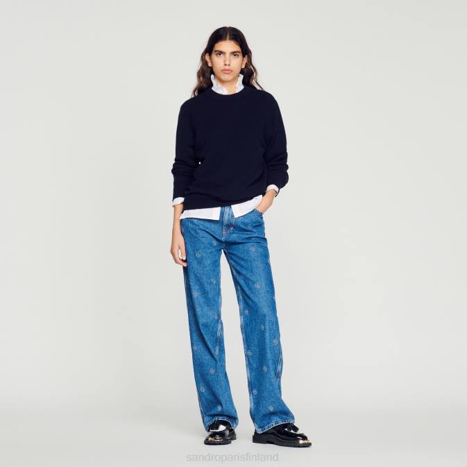 Sandro Paris miehet kashmir villapaita VLHP658 vaatteet tumma laivasto