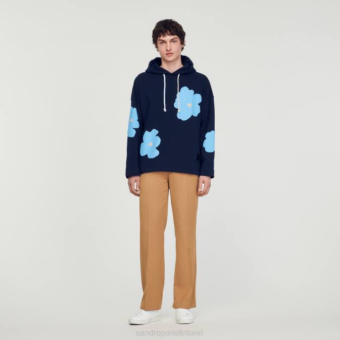 Sandro Paris miehet kukkakuvioinen huppari VLHP703 vaatteet laivastonsininen