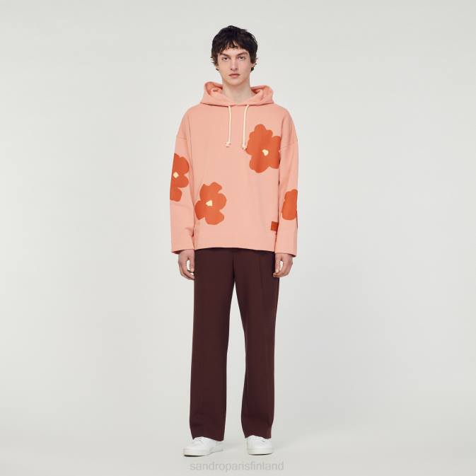 Sandro Paris miehet kukkakuvioinen huppari VLHP709 vaatteet vaaleanpunainen