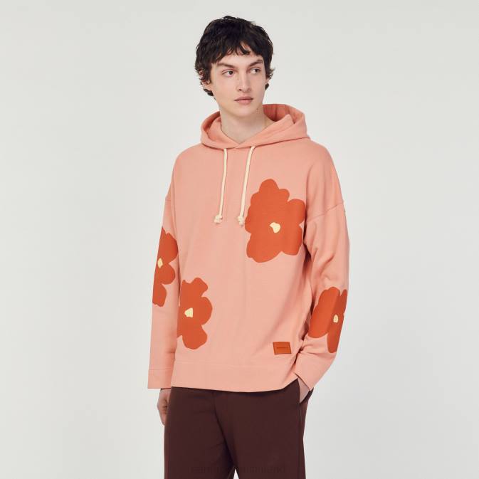 Sandro Paris miehet kukkakuvioinen huppari VLHP709 vaatteet vaaleanpunainen