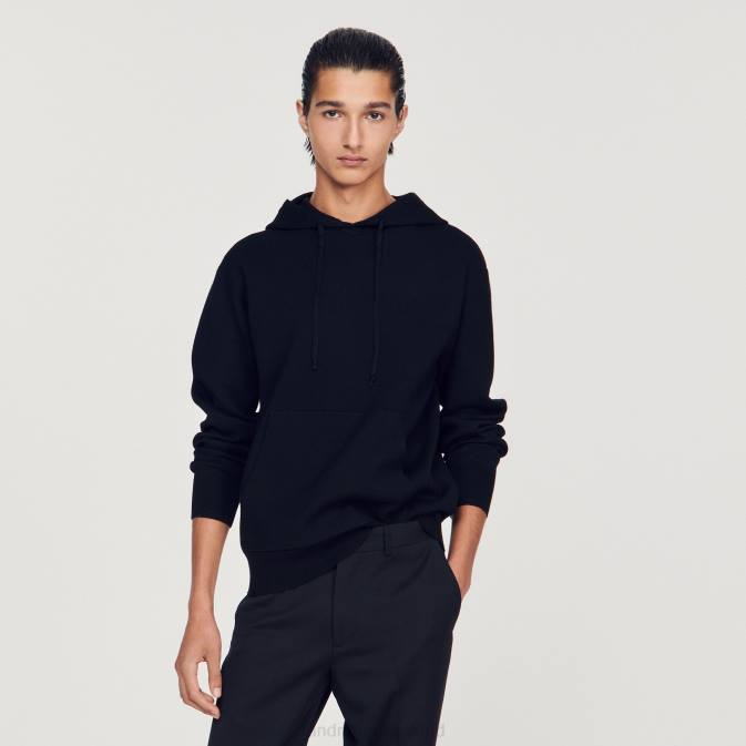 Sandro Paris miehet neuloa huppari VLHP659 vaatteet musta