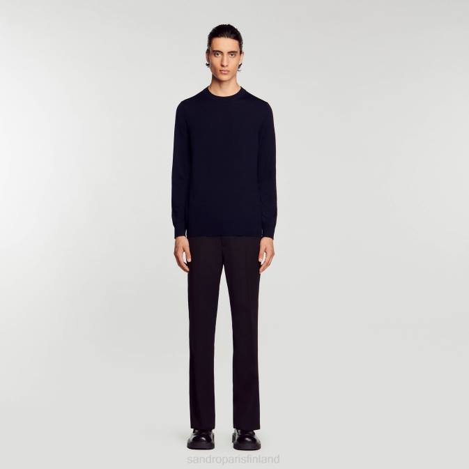 Sandro Paris miehet neulottu merinovillapaita VLHP670 vaatteet laivastonsininen