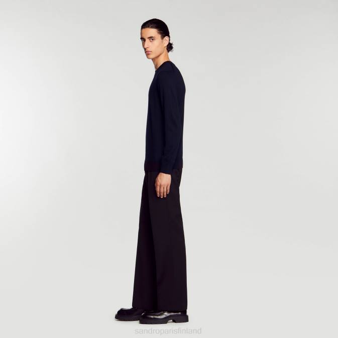 Sandro Paris miehet neulottu merinovillapaita VLHP670 vaatteet laivastonsininen