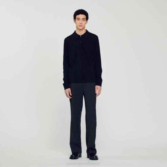 Sandro Paris miehet neulottu poolopaita VLHP643 vaatteet musta