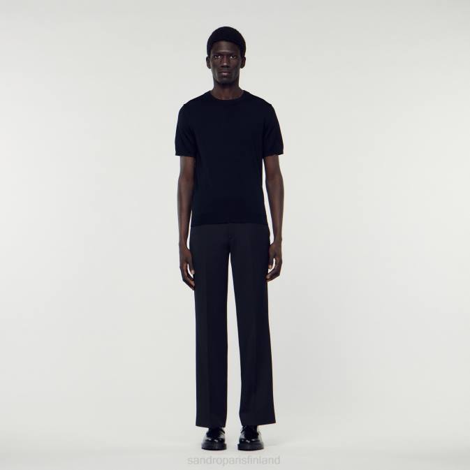 Sandro Paris miehet neulottu t-paita VLHP698 vaatteet musta
