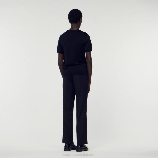 Sandro Paris miehet neulottu t-paita VLHP698 vaatteet musta