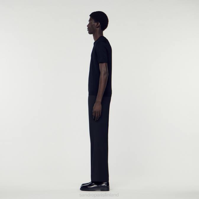 Sandro Paris miehet neulottu t-paita VLHP698 vaatteet musta