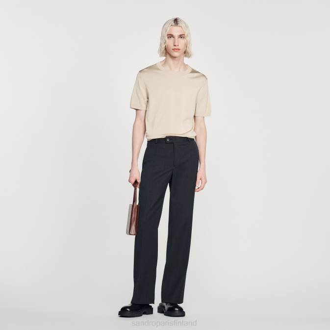 Sandro Paris miehet neulottu t-paita VLHP718 vaatteet beige