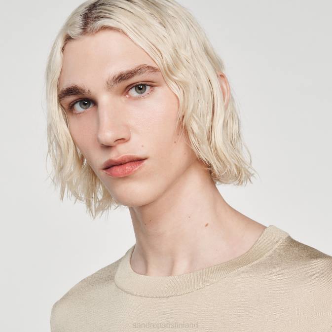 Sandro Paris miehet neulottu t-paita VLHP718 vaatteet beige