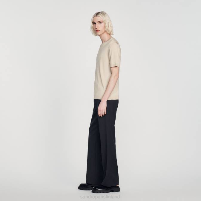 Sandro Paris miehet neulottu t-paita VLHP718 vaatteet beige