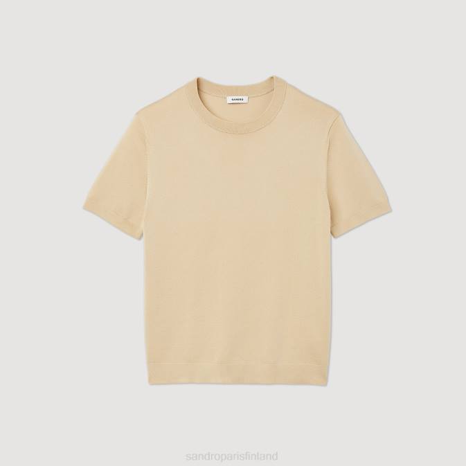 Sandro Paris miehet neulottu t-paita VLHP718 vaatteet beige