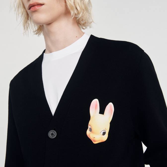 Sandro Paris miehet pupu neuletakki VLHP797 vaatteet musta