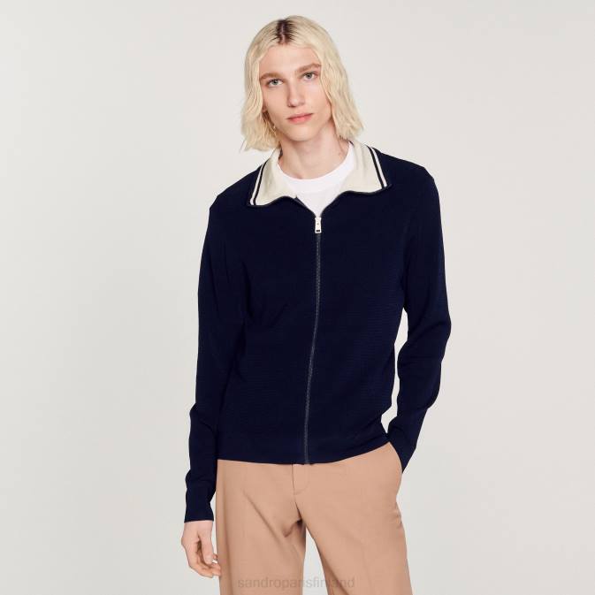 Sandro Paris miehet vetoketjullinen neuletakki VLHP727 vaatteet laivastonsininen