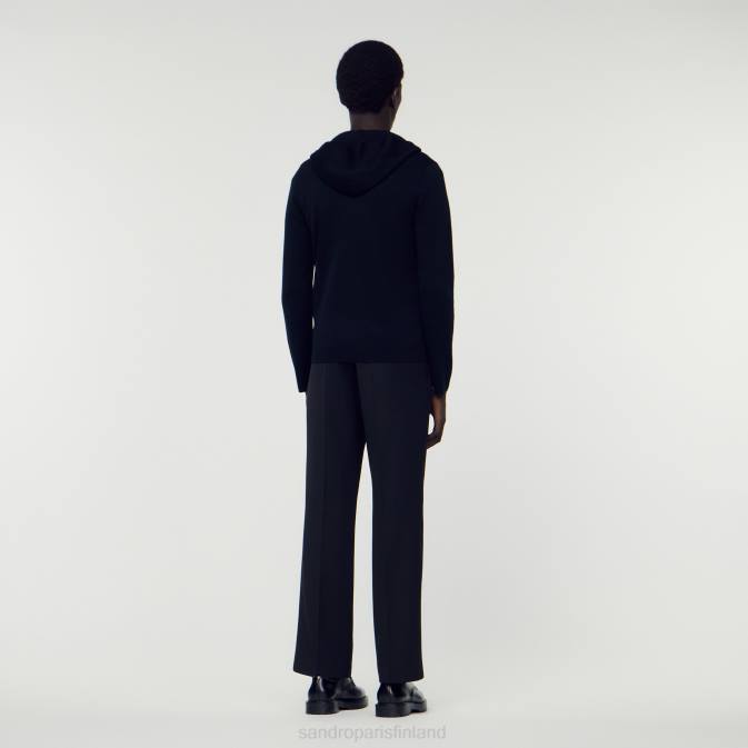 Sandro Paris miehet vetoketjullinen neuletakki hupulla VLHP672 vaatteet musta